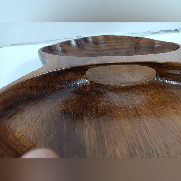 Mid Century Margal Of California Wood Serving Dish Open Clam Shell Design - Picture 7 of 7